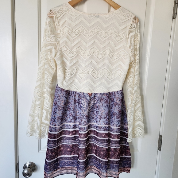 Whimsical Fairy Lace Dress Cream Boho Prairie Cottagecore Pretty Cute Large - Picture 3 of 16